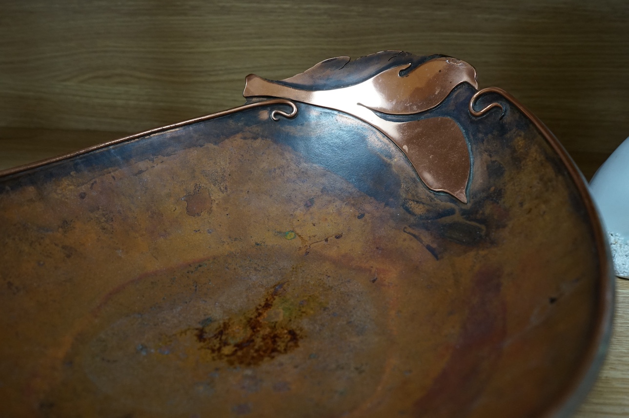 Sam Fanaroff, a copper dish, 34.5cm wide. Condition - fair